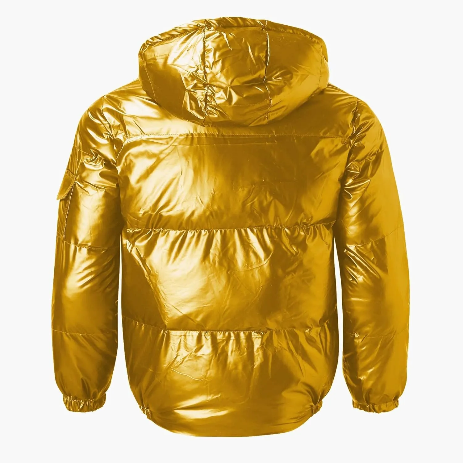 Men's Down Jackets & Coats Puffer Solid Coat Shiny Reflective Cotton Padded Hooded Trendy Plus Size Bubble Jacket for Men