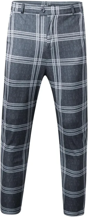 Men's Dress Pants Plaid Skinny Slim Fit Dress Pants Stretch Business Golf Pencil Chinos Pants Trousers