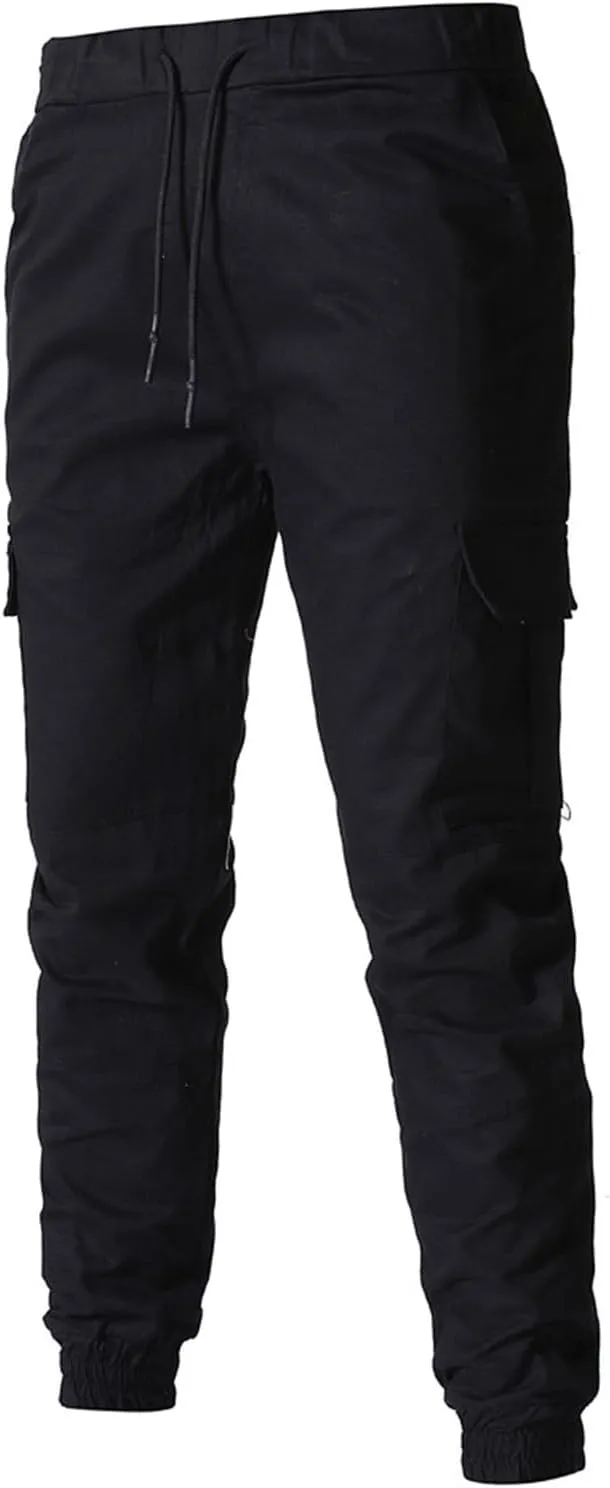 Men's Fashion Sport Sweatpants Drawstring Elastic Waist Slim Fit Joggers Hiking Trousers Athletic Pants Overalls