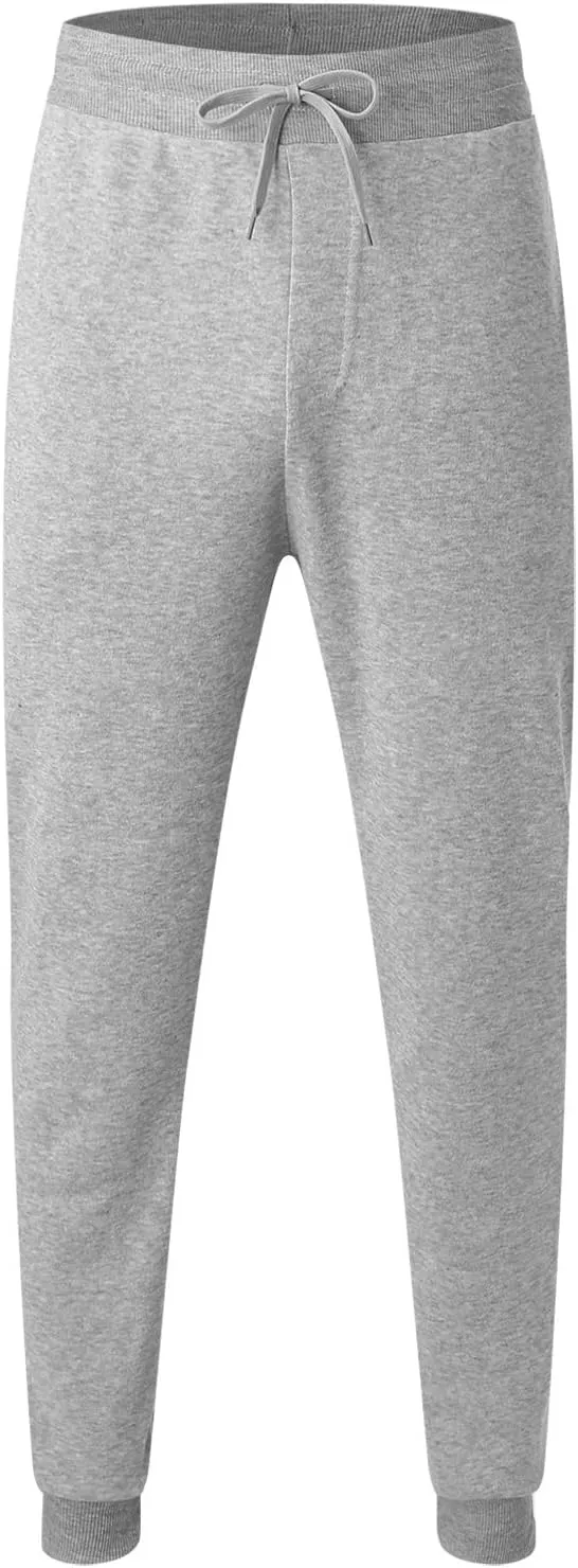 Men's Fleece Cargo Sweatpants Drawstring Loose Waist Solid Color Pants Pocket Active Athletic Workout Sweatpants Men