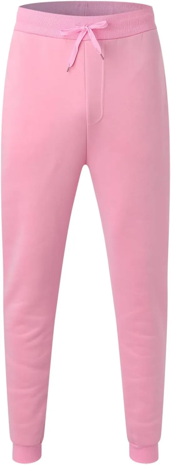 Men's Fleece Cargo Sweatpants Drawstring Loose Waist Solid Color Pants Pocket Active Athletic Workout Sweatpants Men