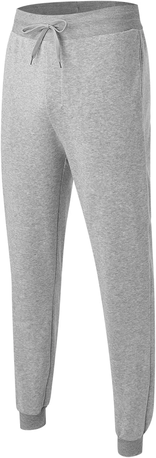 Men's Fleece Cargo Sweatpants Drawstring Loose Waist Solid Color Pants Pocket Active Athletic Workout Sweatpants Men
