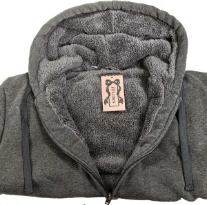 Mens Full Zip Up Hoodies Sherpa Fleece Lined Hoodie Heavyweight Thick Flannel Jacket Heavy Duty Warm Winter Coat