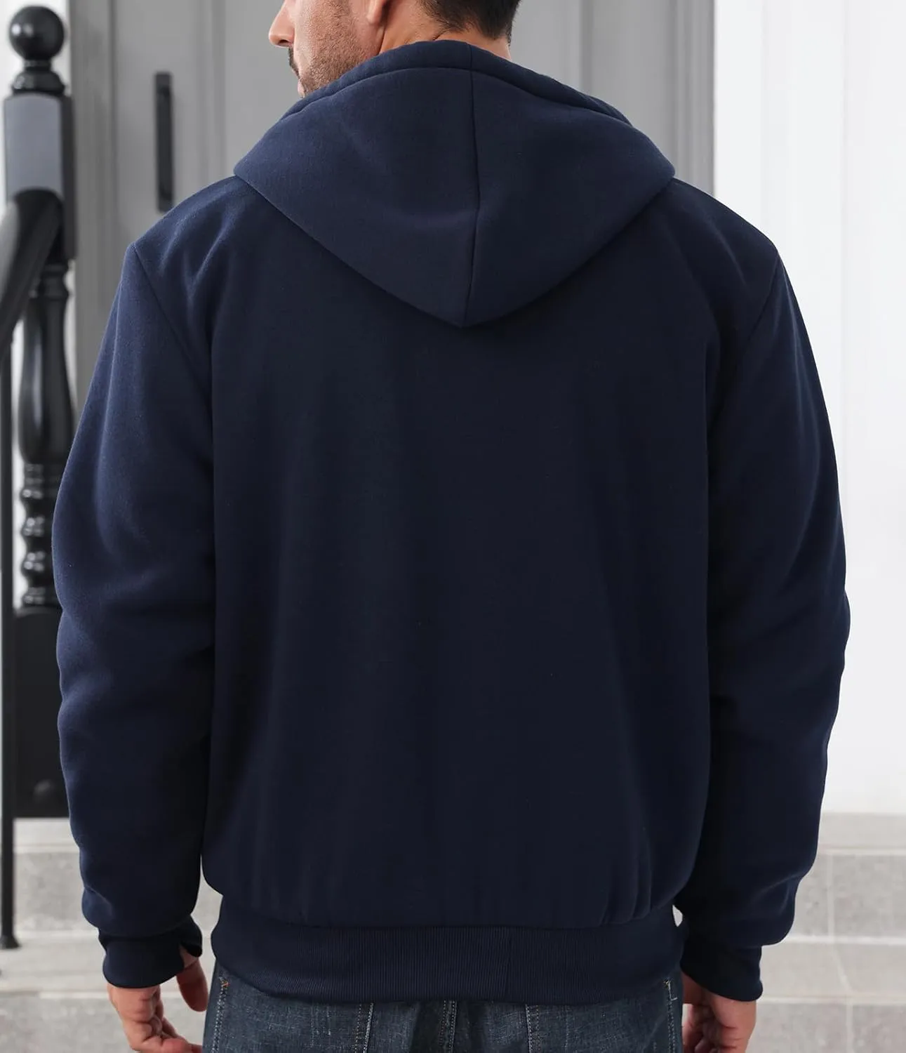 Mens Full Zip Up Hoodies Sherpa Fleece Lined Hoodie Heavyweight Thick Flannel Jacket Heavy Duty Warm Winter Coat