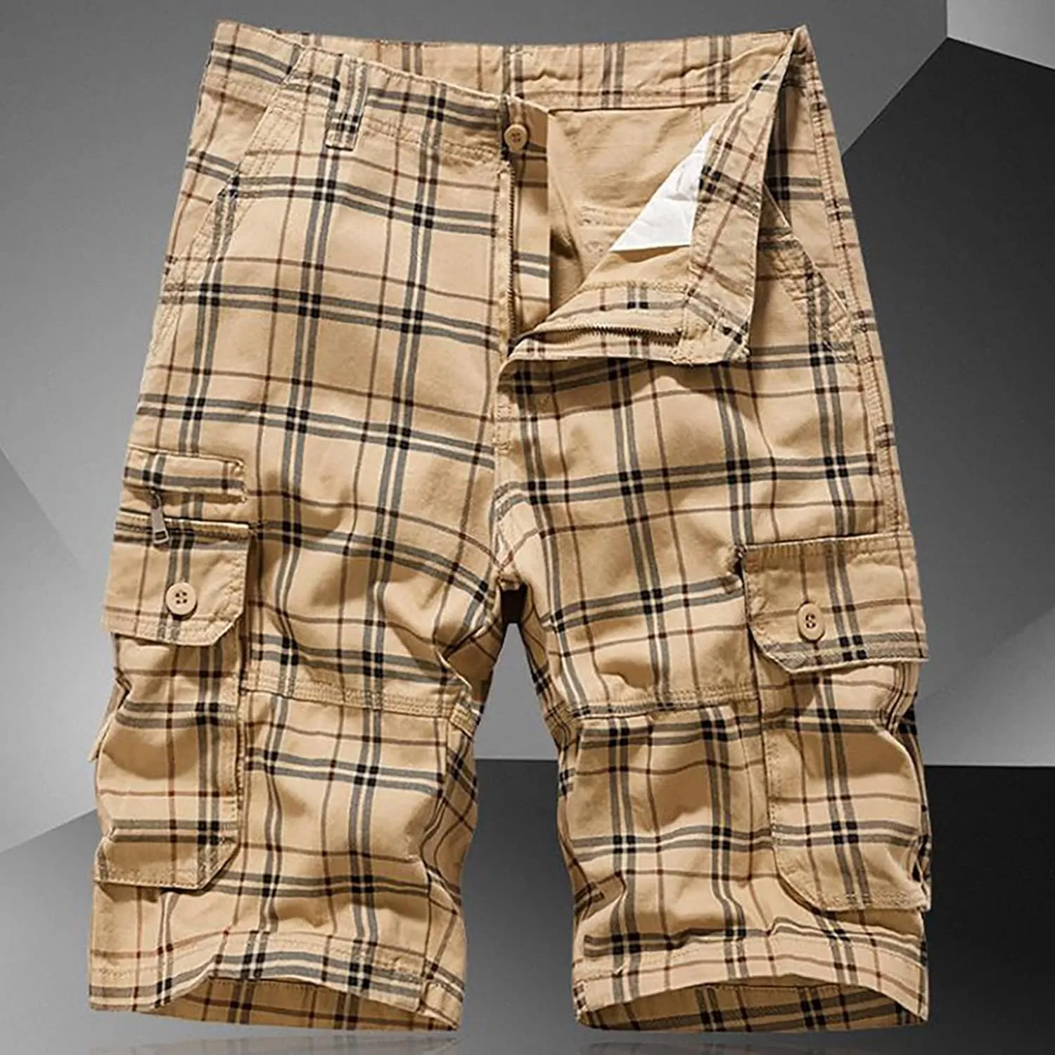 Mens Khaki Shorts Shorts Multi Pocket Comfortable Lightweight Casual Fashion Sports Shorts Cargo Jeans for Men Khaki