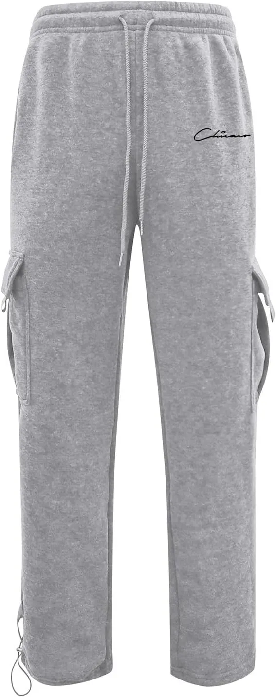Mens Lightweight Sweatpants Joggers Elastic Waist Cotton Loose Straight Work Pants Tactical Pants with Pockets