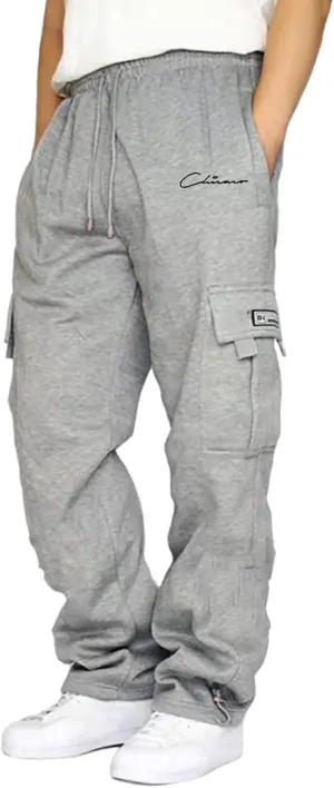 Mens Lightweight Sweatpants Joggers Elastic Waist Cotton Loose Straight Work Pants Tactical Pants with Pockets
