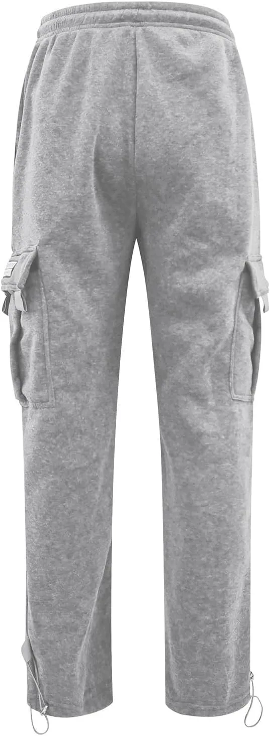 Mens Lightweight Sweatpants Joggers Elastic Waist Cotton Loose Straight Work Pants Tactical Pants with Pockets
