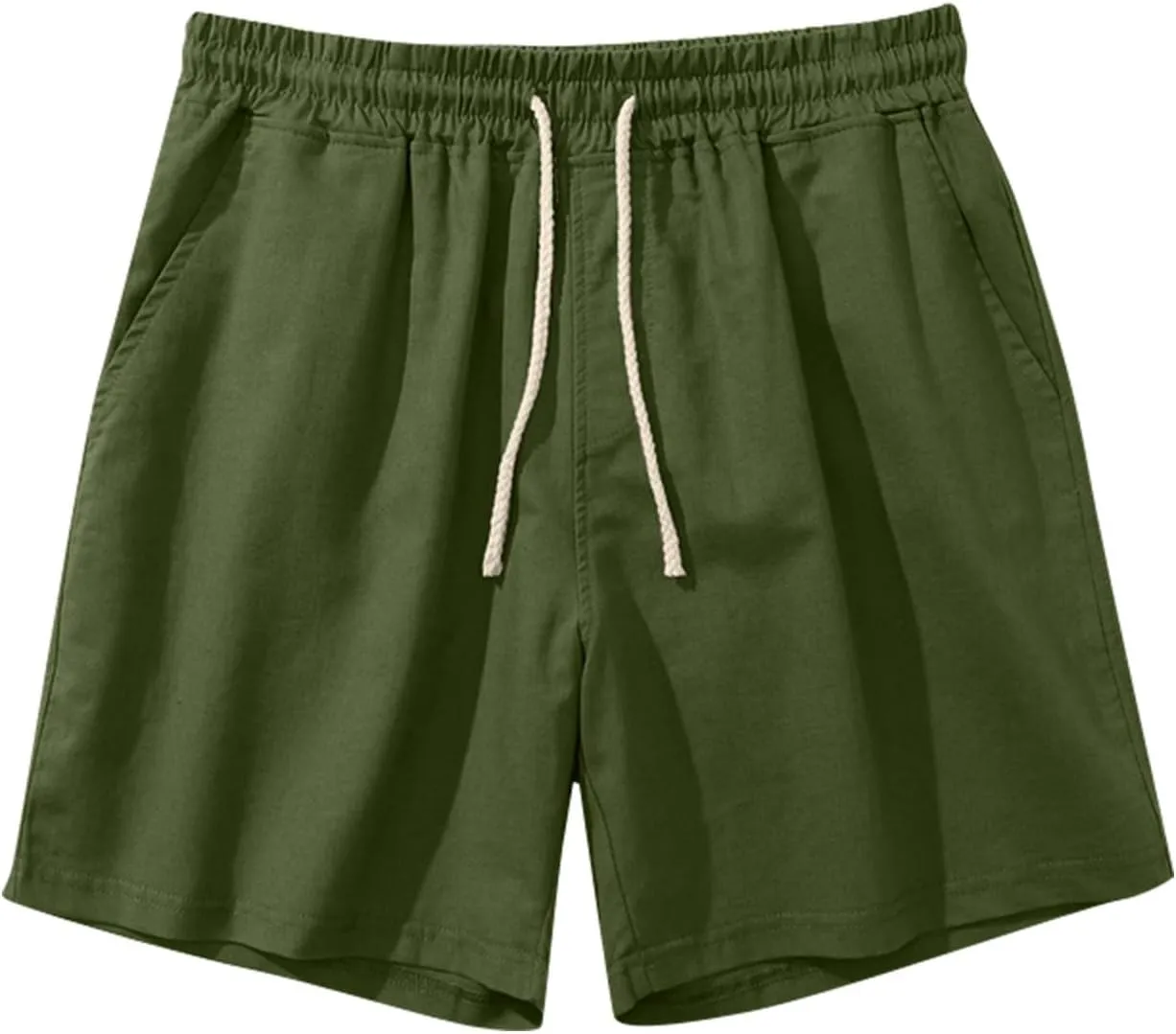 Men's Linen Shorts Slim-fit 5" Flat Front Casual Summer Stretch Shorts Golf Beach Shorts with Pockets