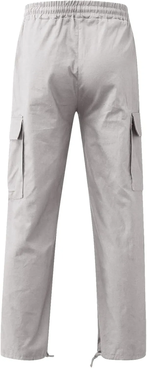 Mens Mid Waisted Sweatpants Solid Color Elastic Pants Joggers for Men Leisure Workout Sweatpanst Jogging Sports