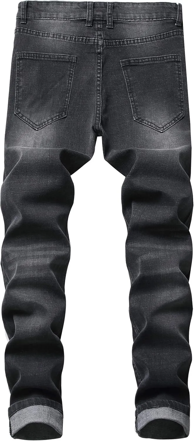 Men's Ripped Jeans Slim Fit Stretch Jeans Distressed Fashion Comfort Pants