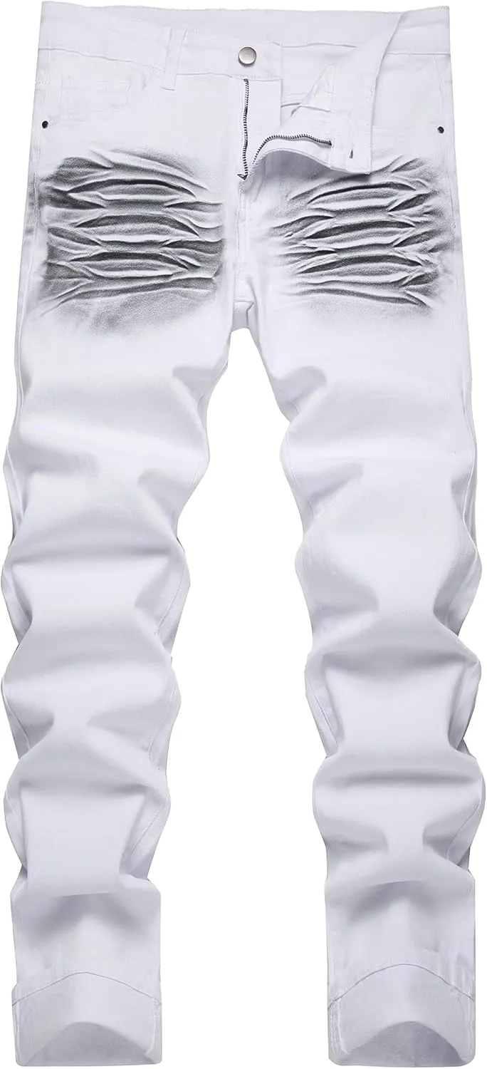 Men's Ripped Jeans Slim Fit Stretch Jeans Distressed Fashion Comfort Pants