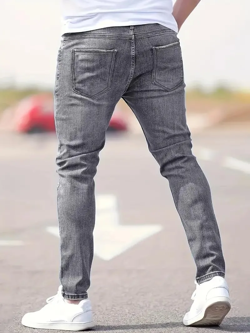 Men's Ripped Pants Skinny Jeans Stretchy Slim Fit Jeans Pants for Men Casual Loose Summer Trousers