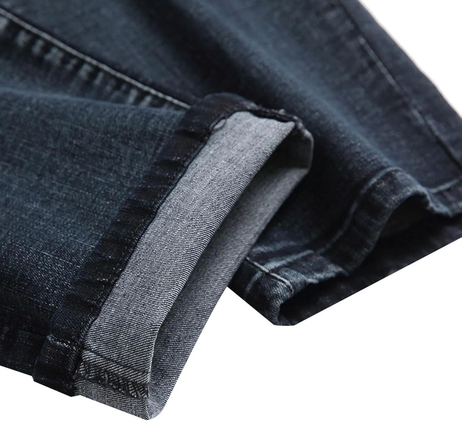 Men's Ripped Slim Fit Casual Jeans Stretch Classic Black Denim Pants Distressed Straight Leg Streetwear Jeans