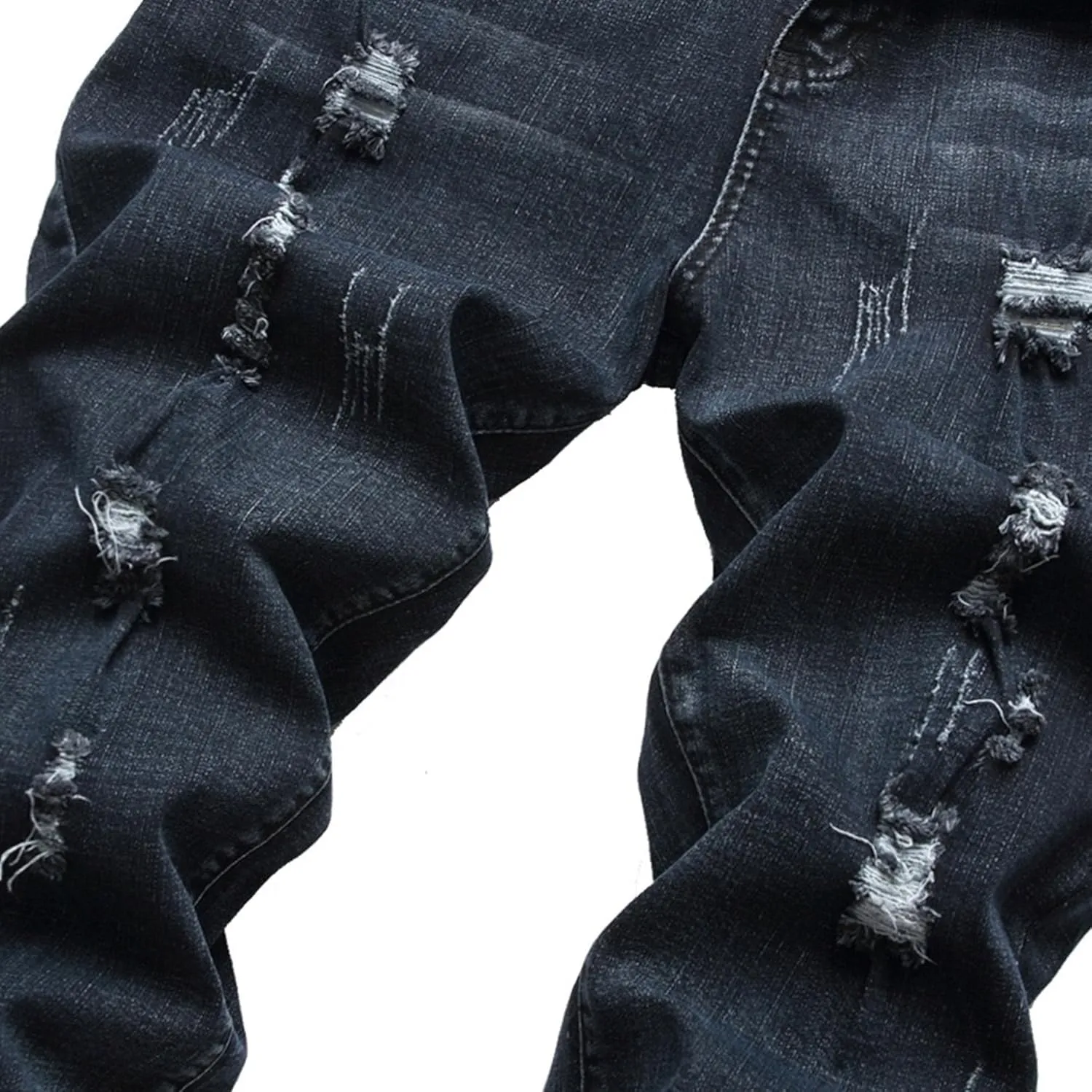 Men's Ripped Slim Fit Casual Jeans Stretch Classic Black Denim Pants Distressed Straight Leg Streetwear Jeans