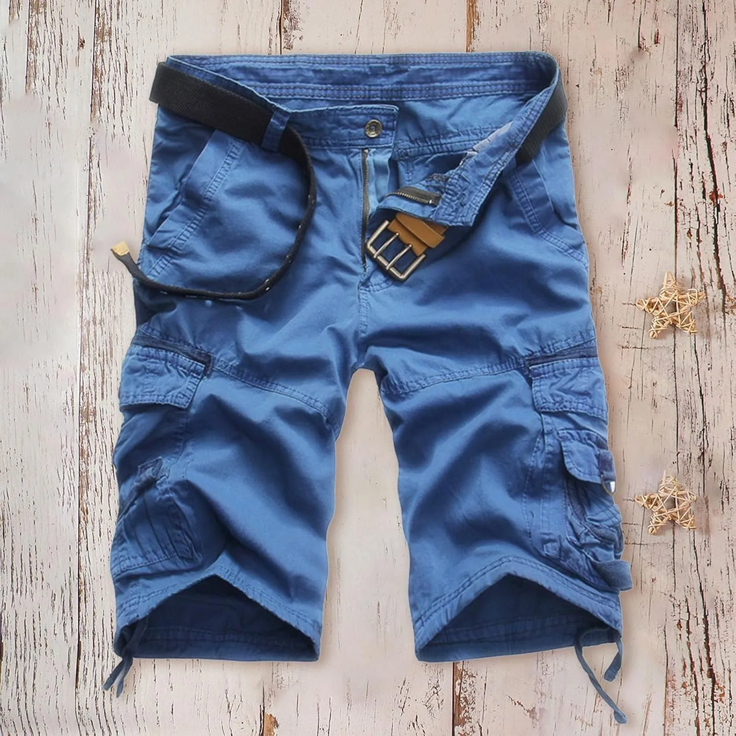 Mens Shorts 7 Inch Cargo, Men's Athletic Gym Shorts Loose Comfort Stretch Straight Leg Chino Shorts Pants