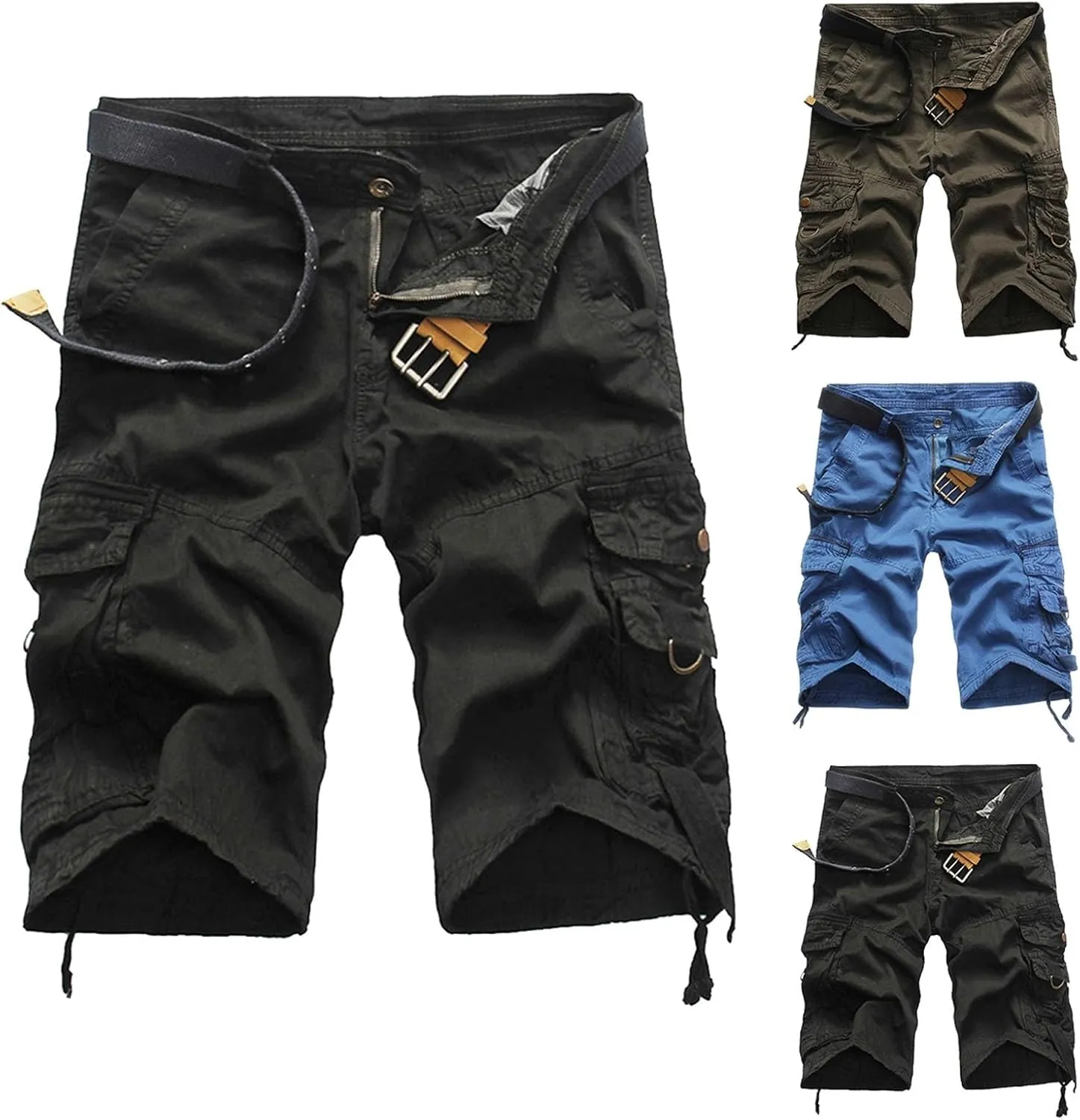 Mens Shorts 7 Inch Cargo, Men's Athletic Gym Shorts Loose Comfort Stretch Straight Leg Chino Shorts Pants