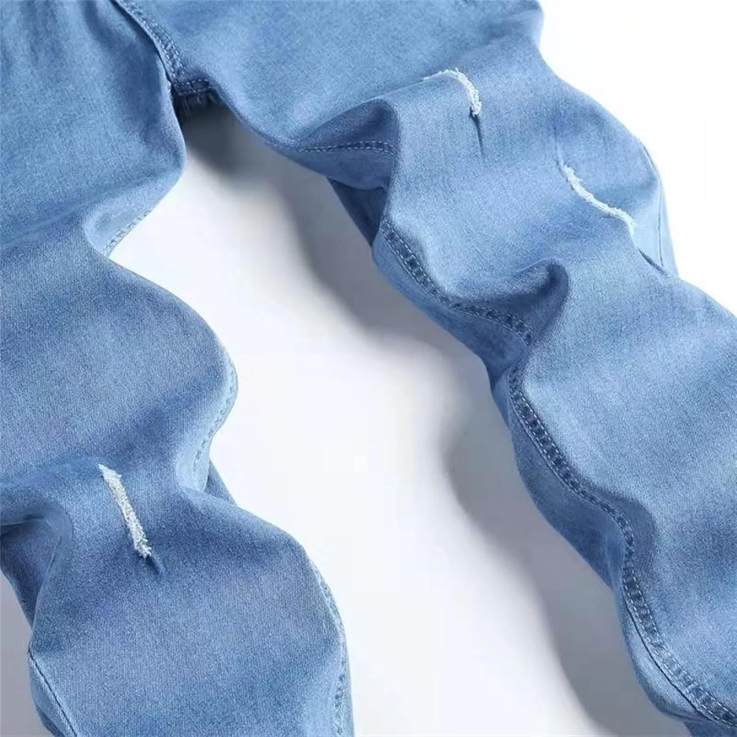 Men's Skinny Casual Vintage Jeans Slim Fit Lightweight Comfort Denim Pants Stretch Solid Streetwear Jeans Trouser