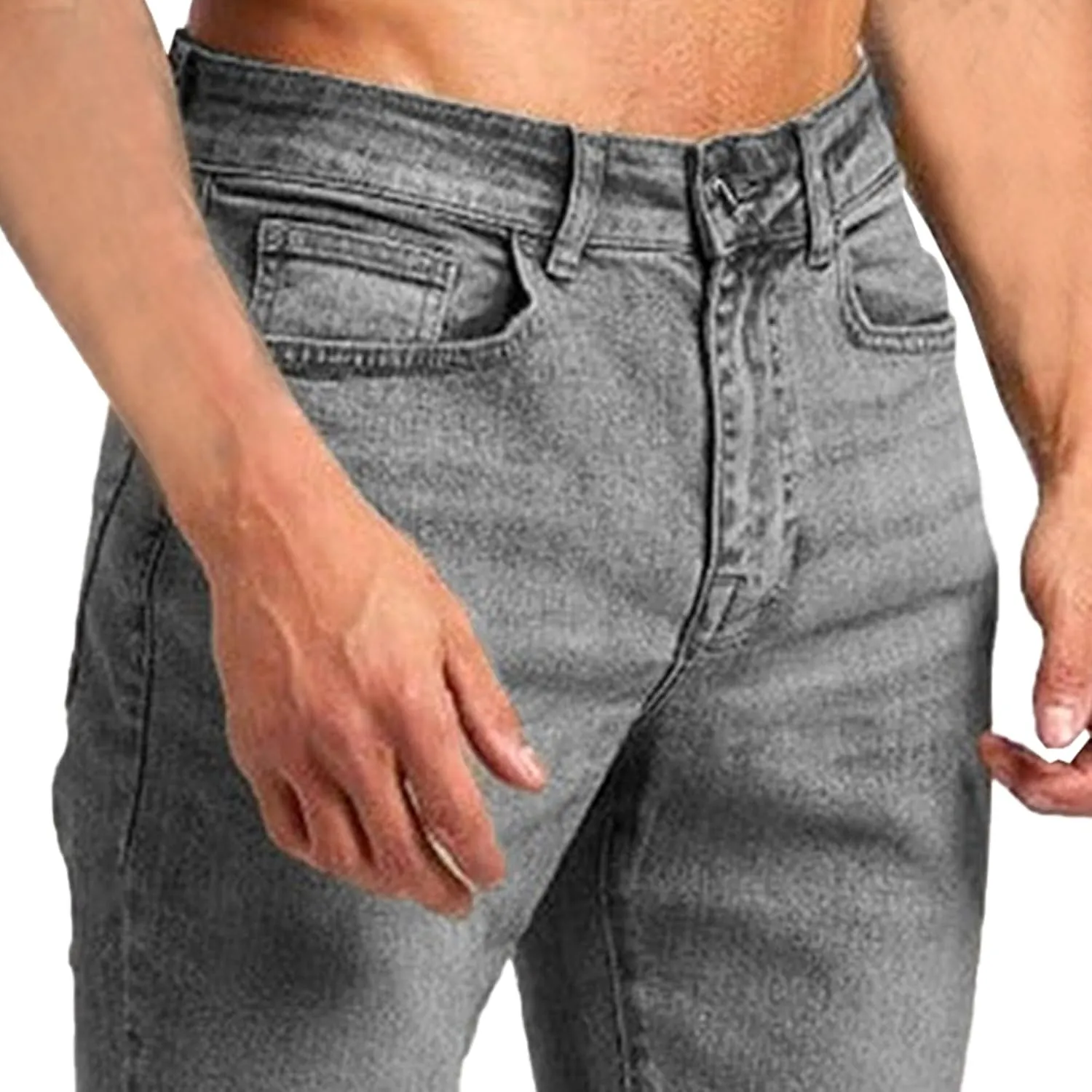 Men's Slim Fit Classic Washed Jeans Vintage Straight Leg Denim Pants High Waist Casual Jeans Trouser