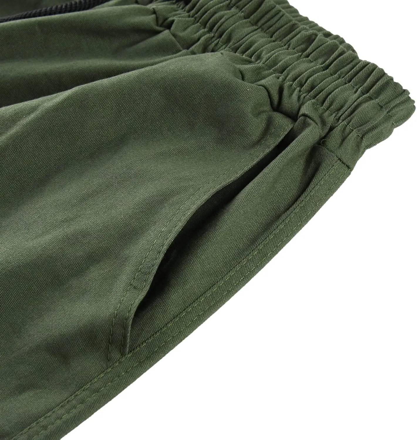 Mens Solid Cargo Pants Solid Color Multi Pockets Straight Leg Trousers Sports Overalls Drawstring Hiking Joggers