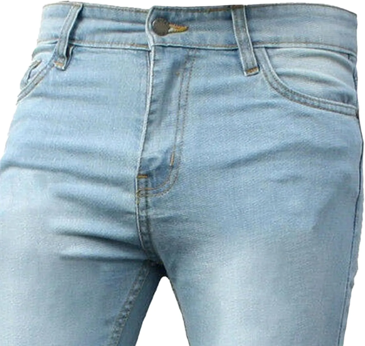 Men's Stretch Slim Fit Solid Outdoor Jeans Casual Skinny Work Denim Pants Lightweight Comfort Jeans Trouser