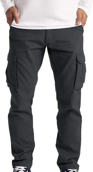 Mens Sweatpants with Pockets Big and Tall Cargo Pants Lightweight Cotton Jogger Work Pants 6 Pocket Full Outdoor Casual