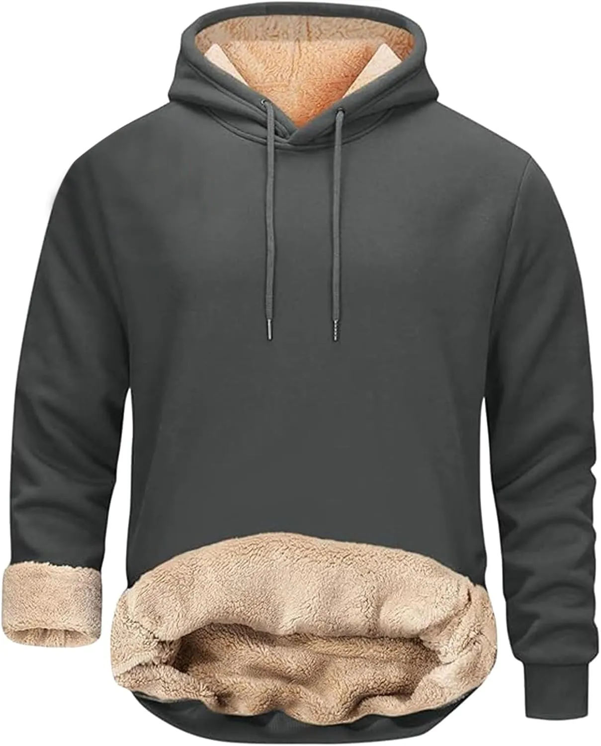 Mens Sweatsuit Sherpa Lined 2 Piece Hooded Sweatshirts Set Pullover Tops Fleece Sweatpants Winter Thermal Tracksuits