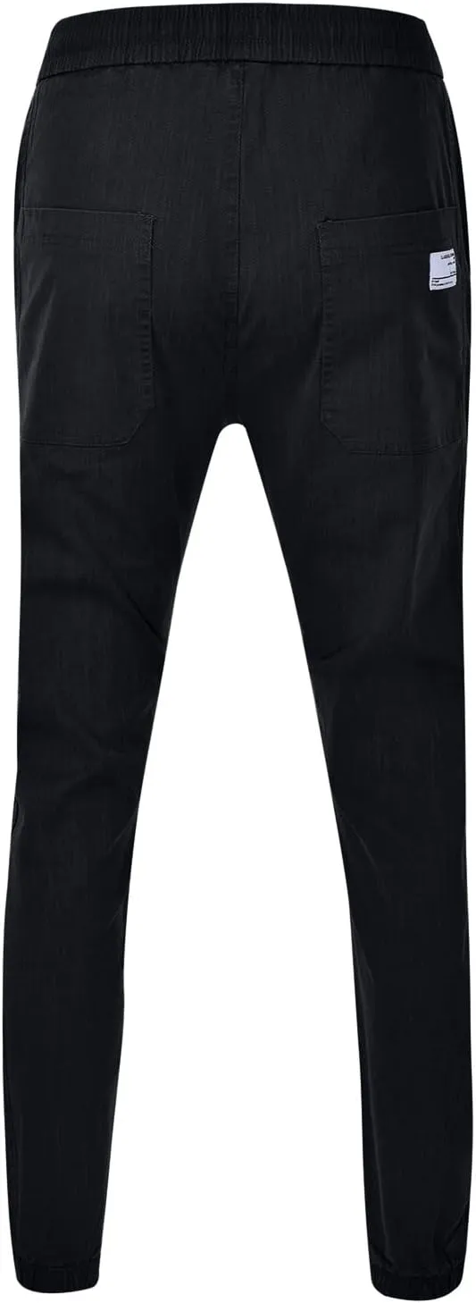 Mens Trendy Drawstring Cargo Pants Dressy Casual Outdoor Military Combat Sweatpants Lightweight Simple Solid Tapered Overalls