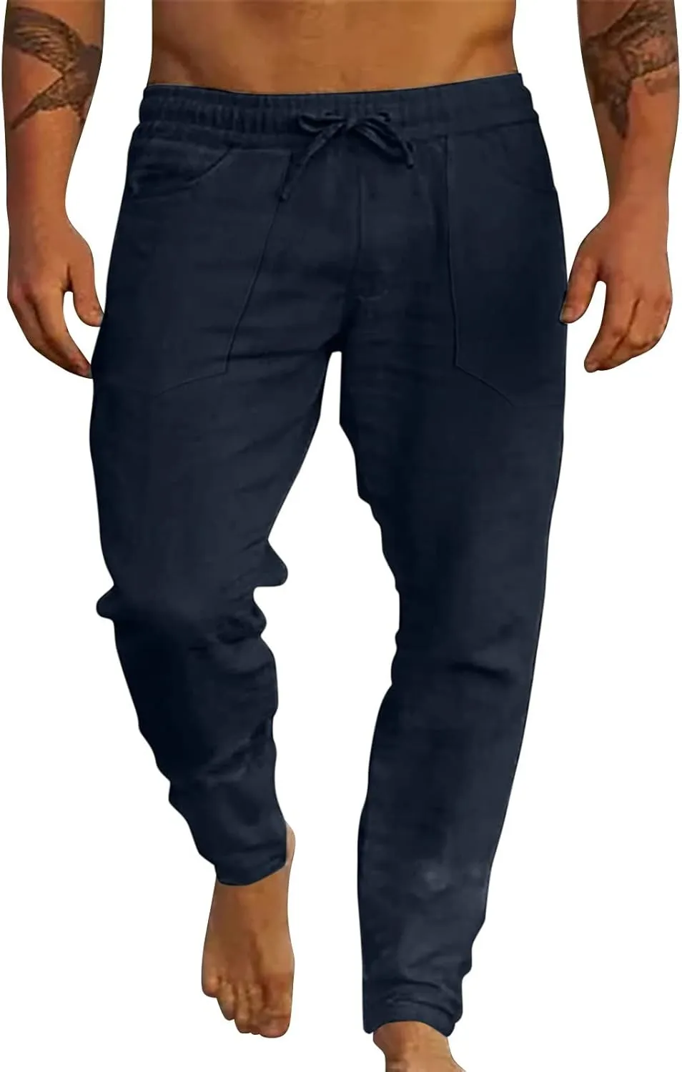 Mens Workout Cargo Sweatpants Men's Personality Casual Drawstring Multi Pocket Sweatpants Lounge Loose Workout Jogger