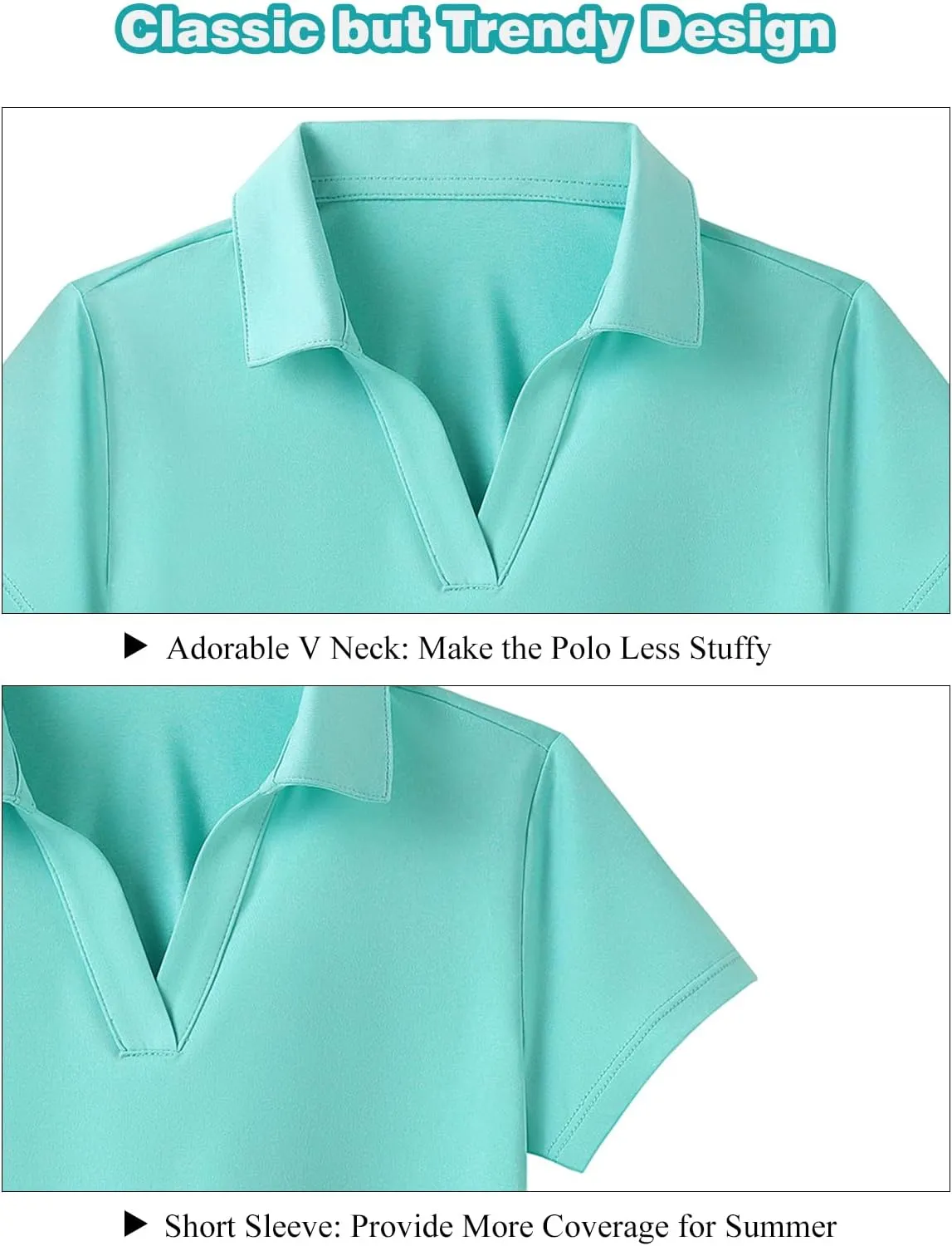 MERIABNY Girls Golf Polo Shirts V Neck Tennis Outfits Tops for Aged 6-13