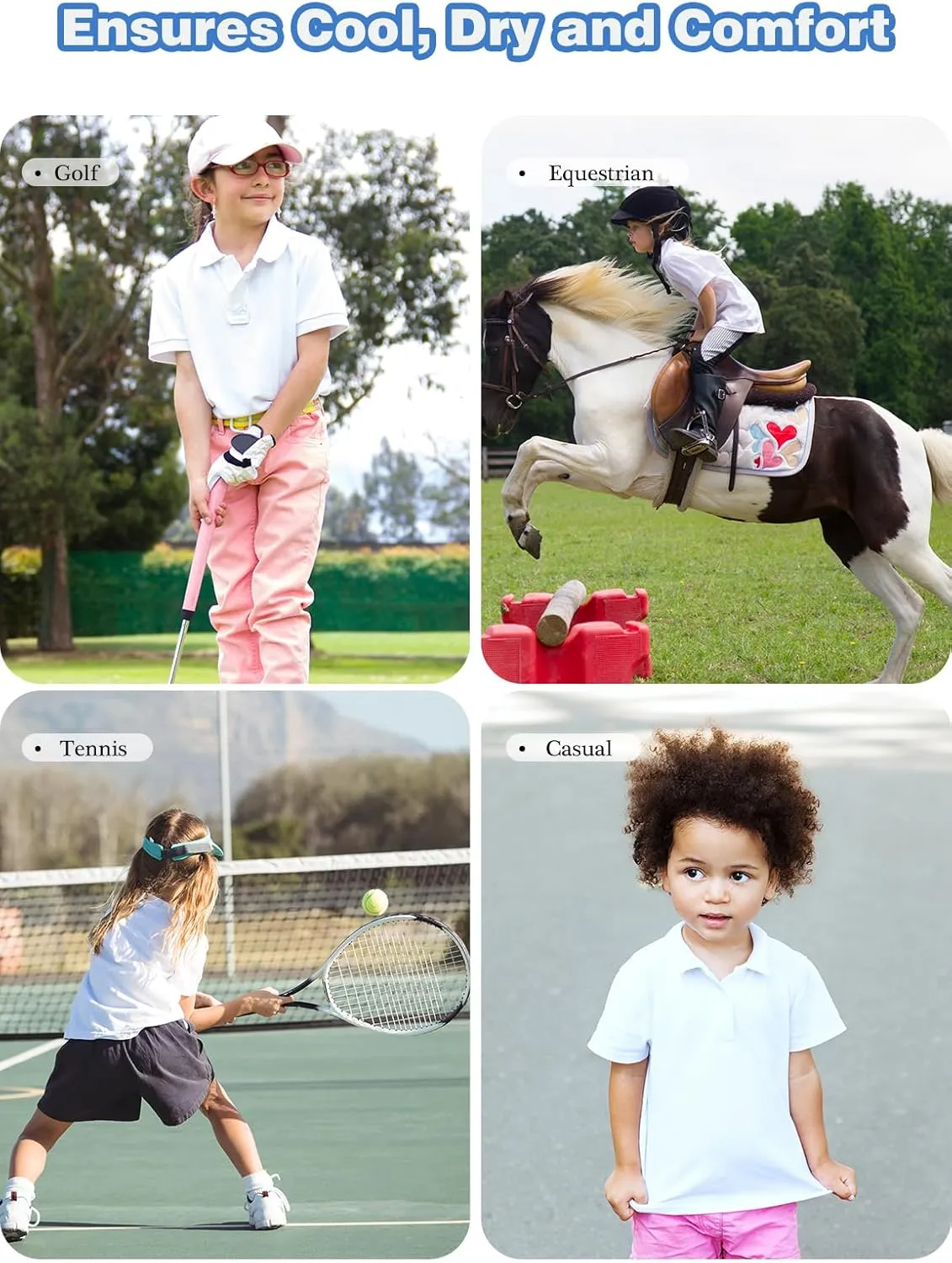 MERIABNY Girls Golf Polo Shirts V Neck Tennis Outfits Tops for Aged 6-13