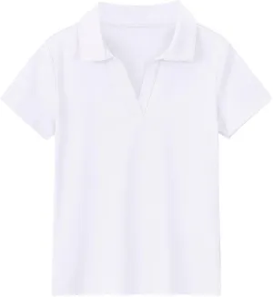 MERIABNY Girls Golf Polo Shirts V Neck Tennis Outfits Tops for Aged 6-13
