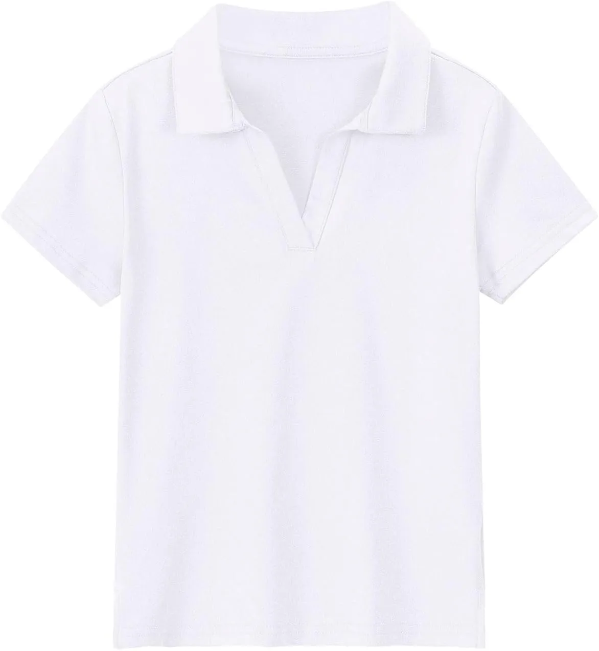 MERIABNY Girls Golf Polo Shirts V Neck Tennis Outfits Tops for Aged 6-13