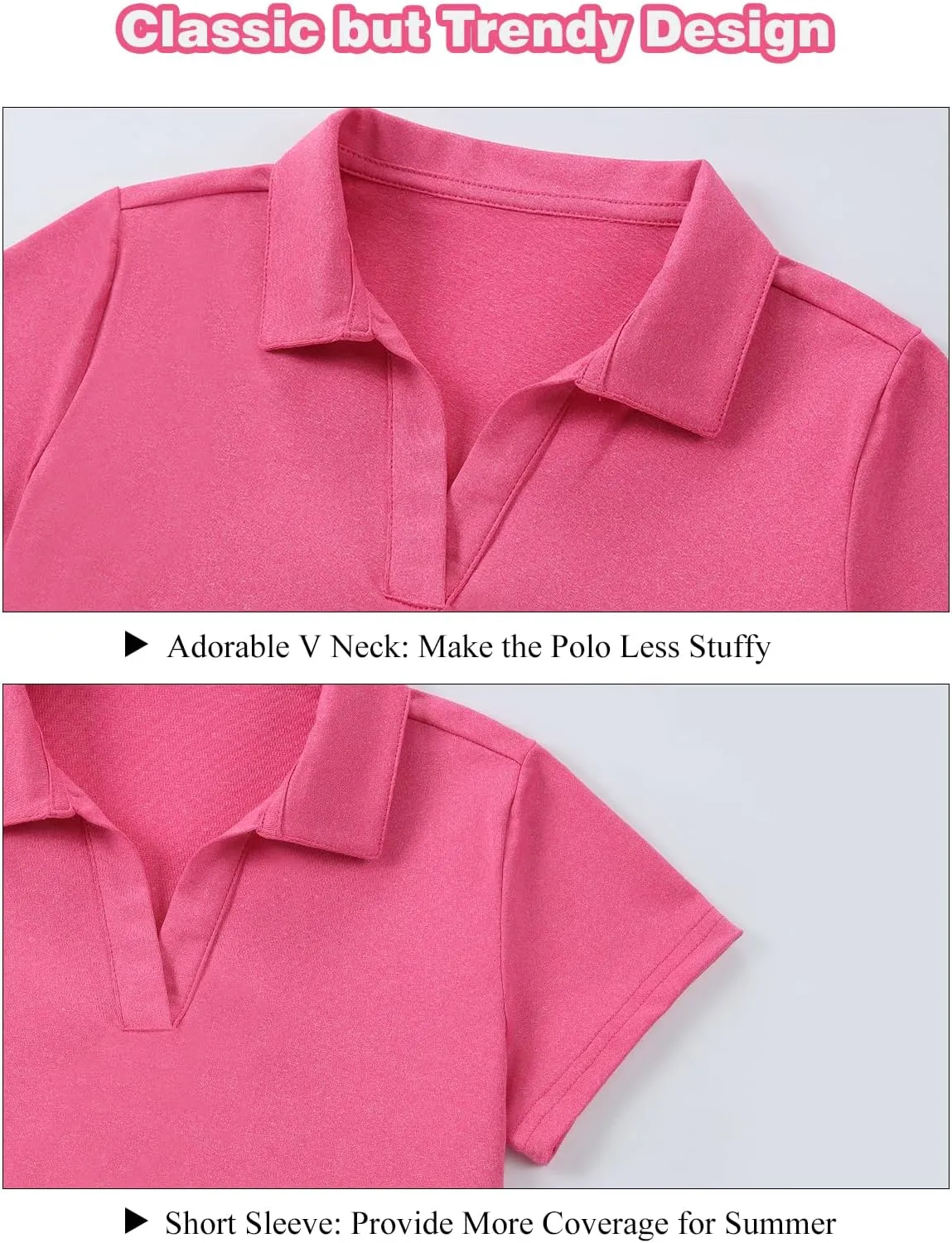 MERIABNY Girls Golf Polo Shirts V Neck Tennis Outfits Tops for Aged 6-13