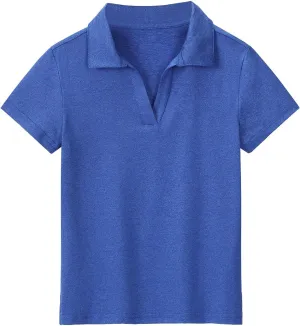 MERIABNY Girls Golf Polo Shirts V Neck Tennis Outfits Tops for Aged 6-13