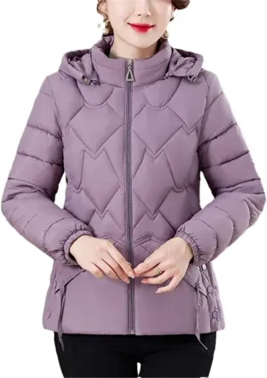 Mid-Aged Women Cotton-Padded Coats Autumn Winter Warm Jacket Casual Hooded Down Cotton Parkas Zipper Outwear
