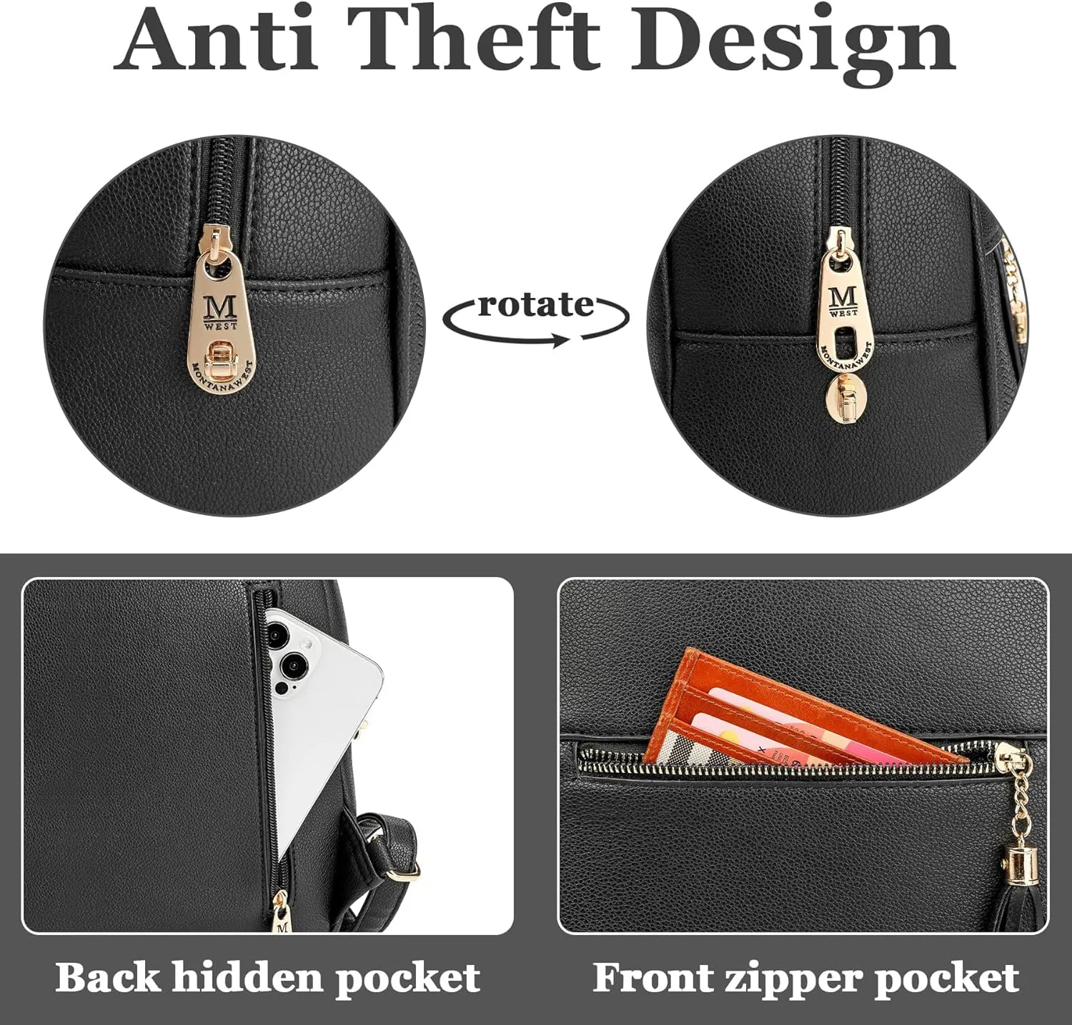Montana West Medium Backpack Purse for Women Anti Theft Backpack with Secured Zipper & Tassel