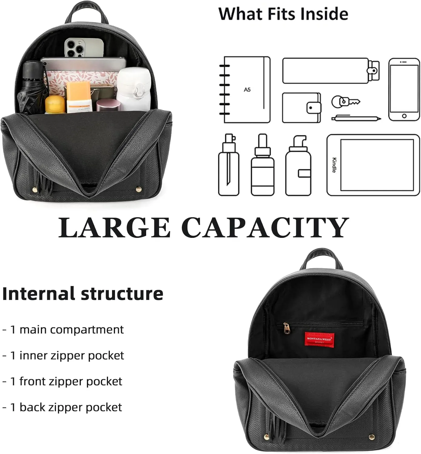 Montana West Medium Backpack Purse for Women Anti Theft Backpack with Secured Zipper & Tassel