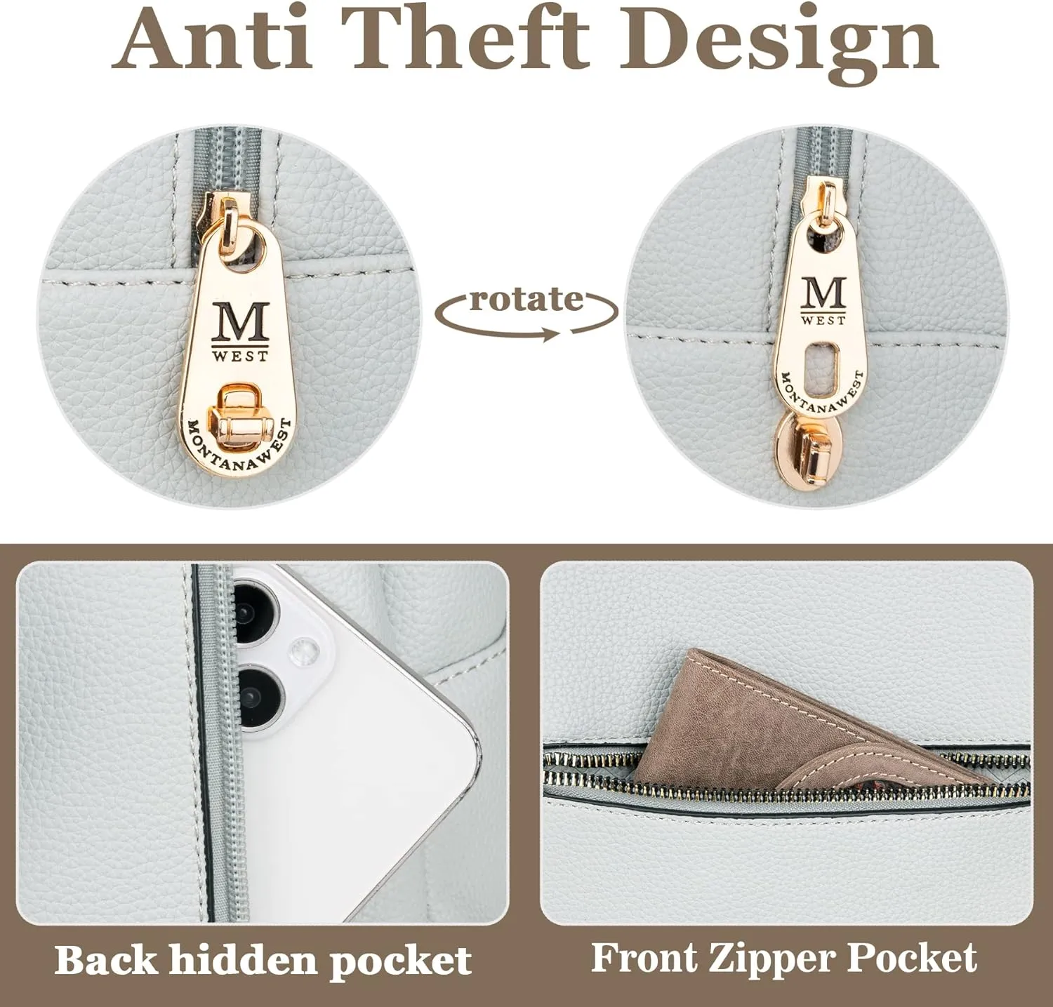 Montana West Medium Backpack Purse for Women Anti Theft Backpack with Secured Zipper & Tassel,MWC-1041GY