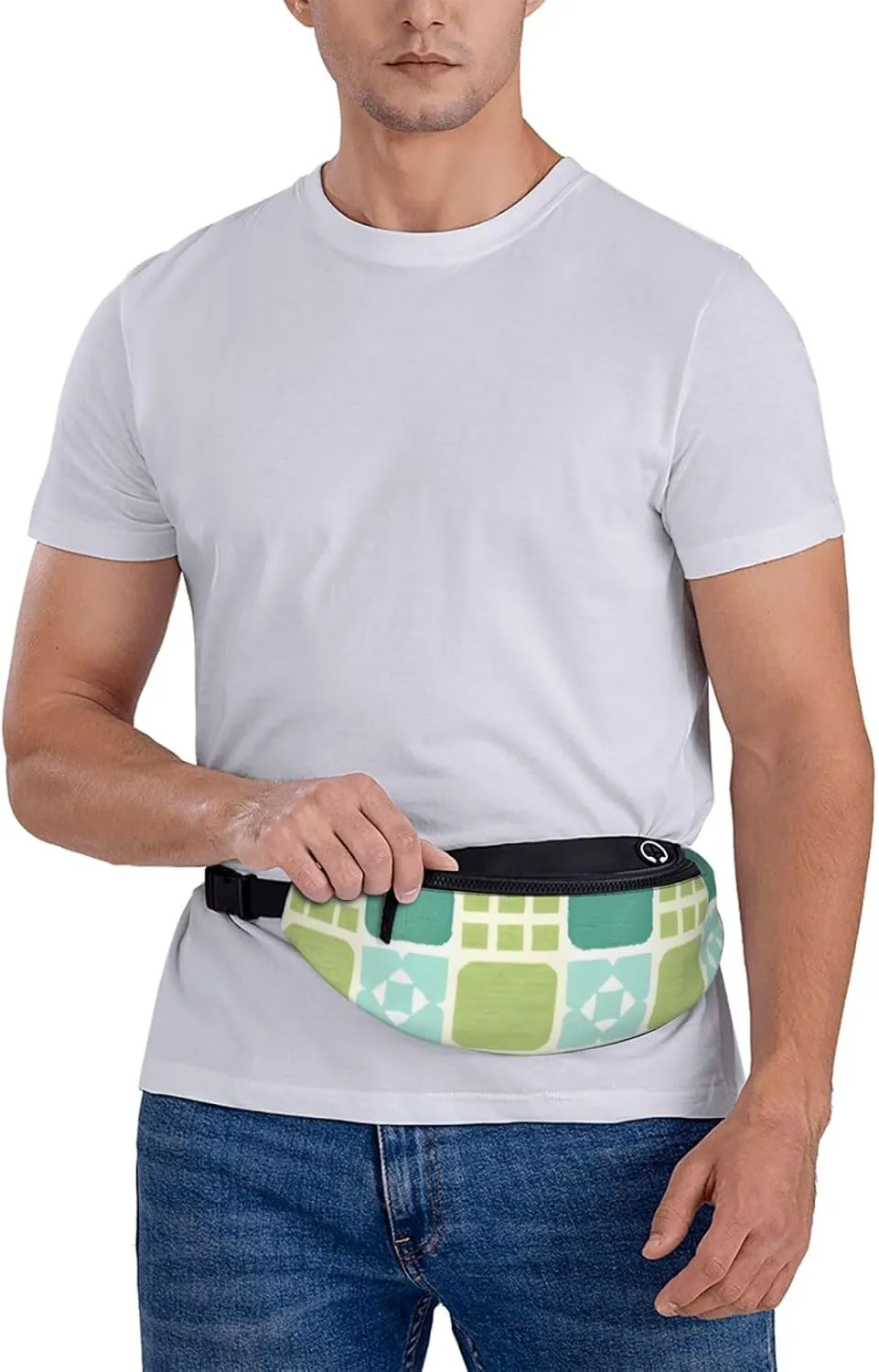 Moroccan Lattice Print Waist Bag Adjustable For Men Women Traveling Hiking Cycling Running Outdoors