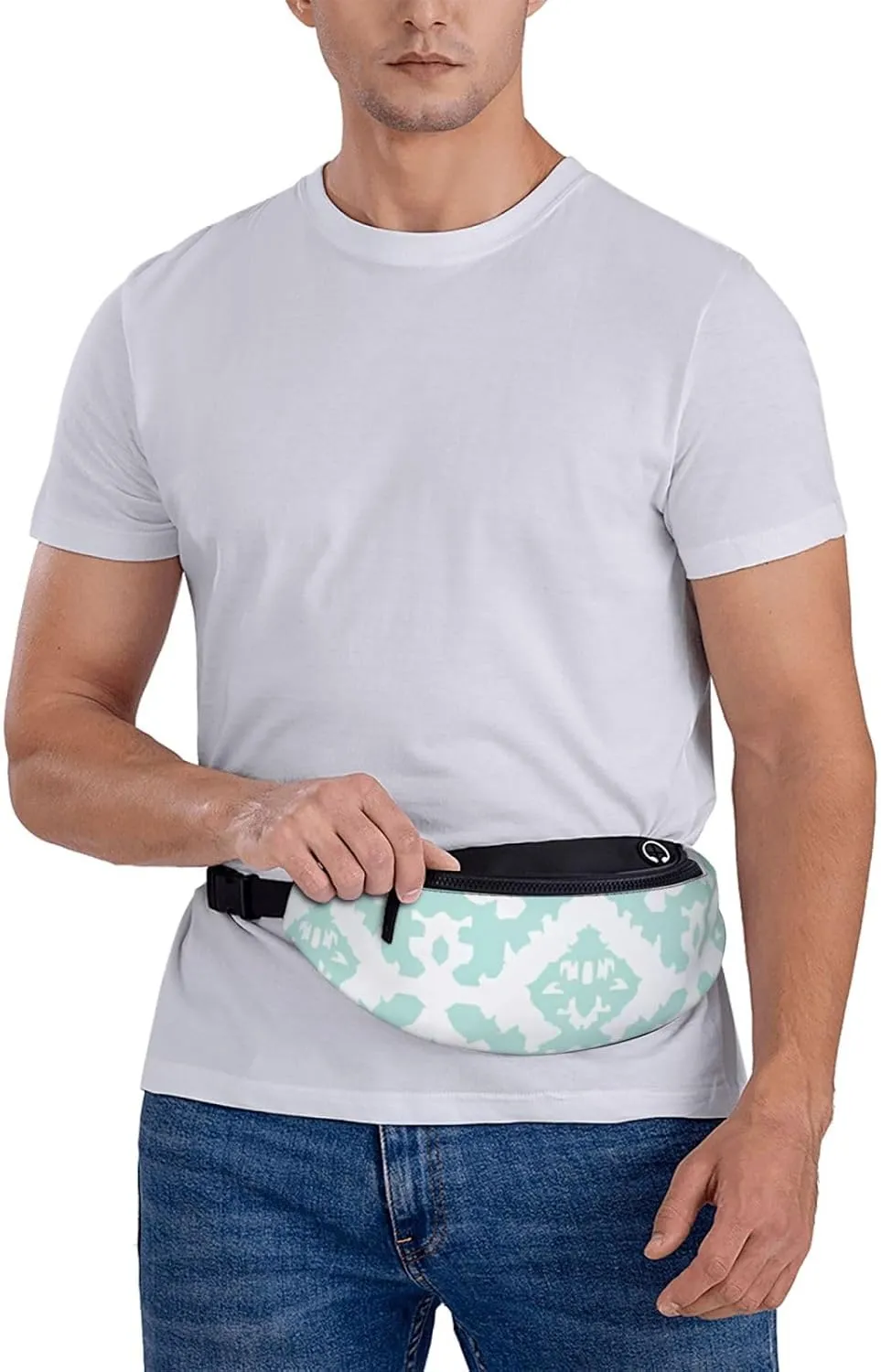 Moroccan Lattice Print Waist Bag Adjustable For Men Women Traveling Hiking Cycling Running Outdoors