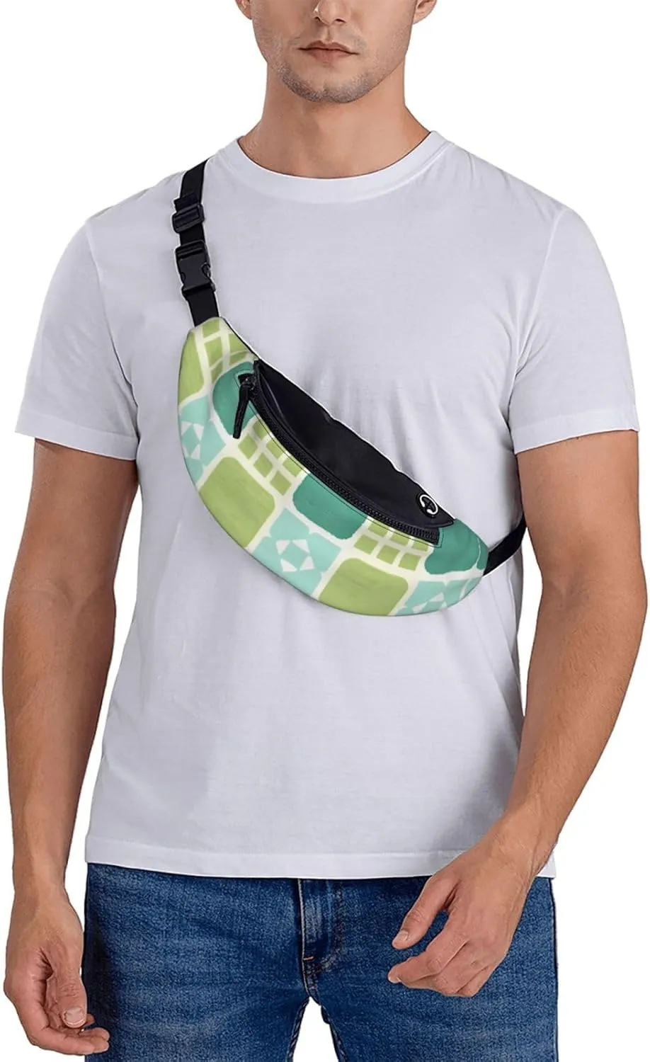 Moroccan Lattice Print Waist Bag Adjustable For Men Women Traveling Hiking Cycling Running Outdoors