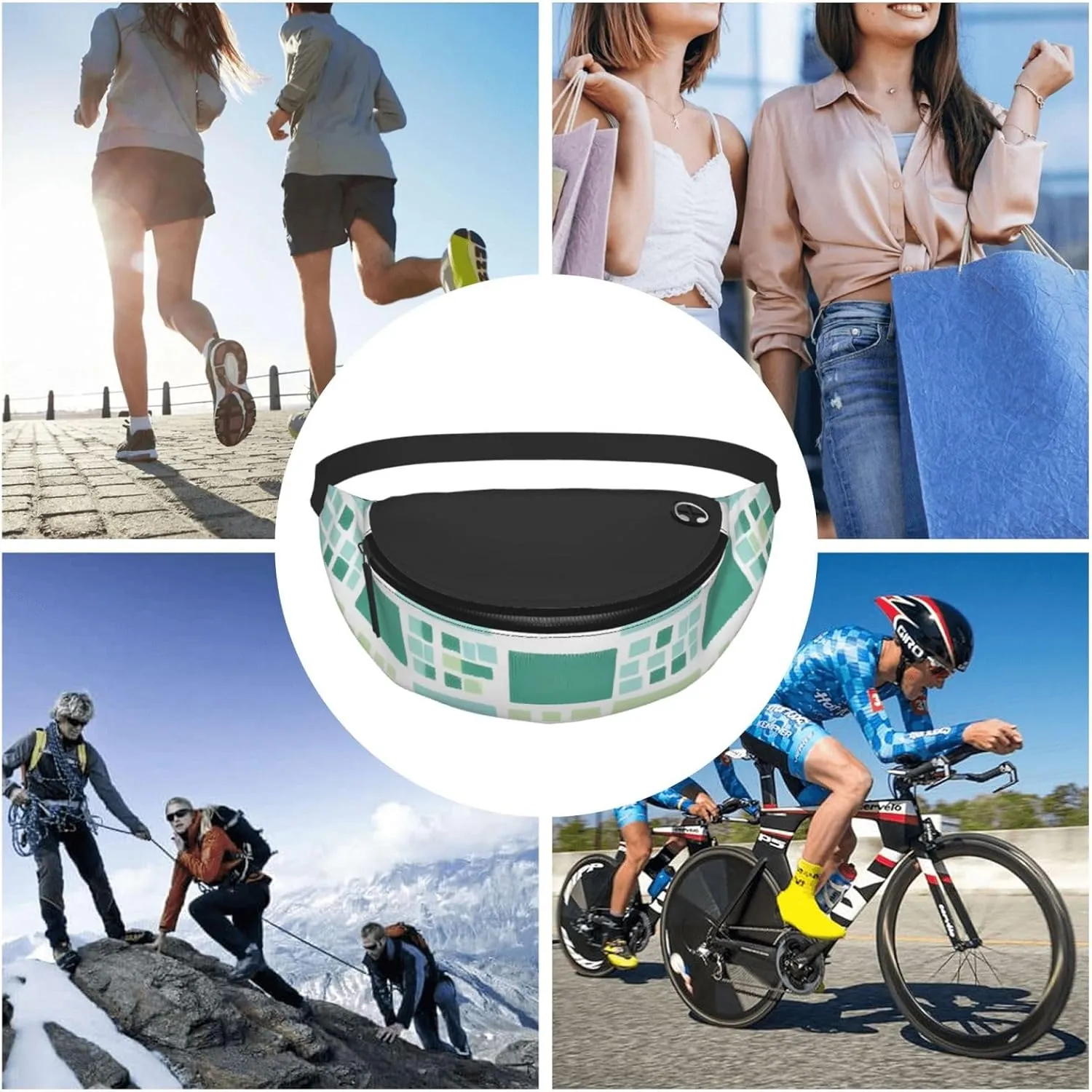 Moroccan Lattice Print Waist Bag Adjustable For Men Women Traveling Hiking Cycling Running Outdoors