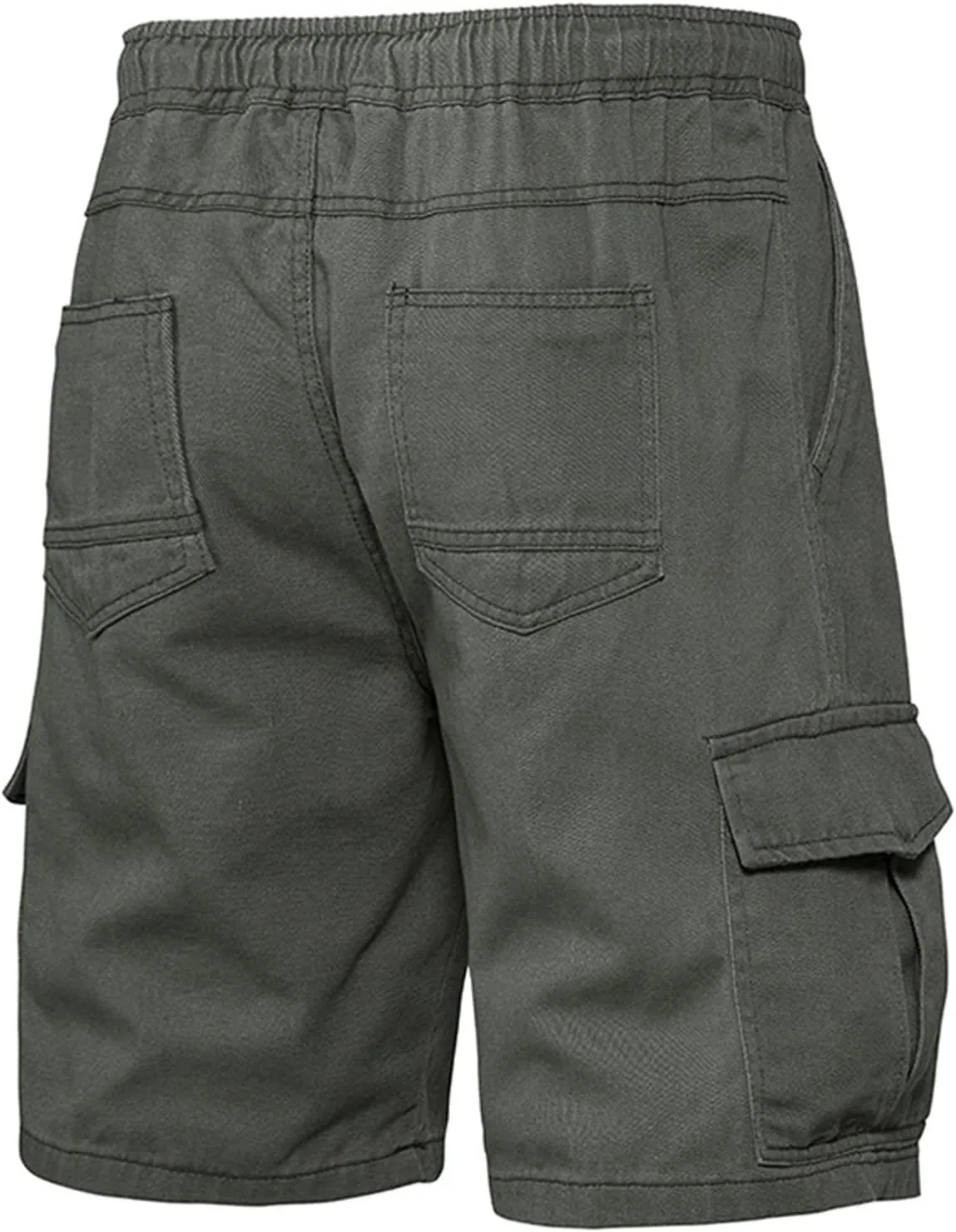 Muscularfit Mens Workout Shorts Regular Fit Drawstring Elastic Waist Tooling Shorts Cotton Multi Pockets Solid Cargo Shorts