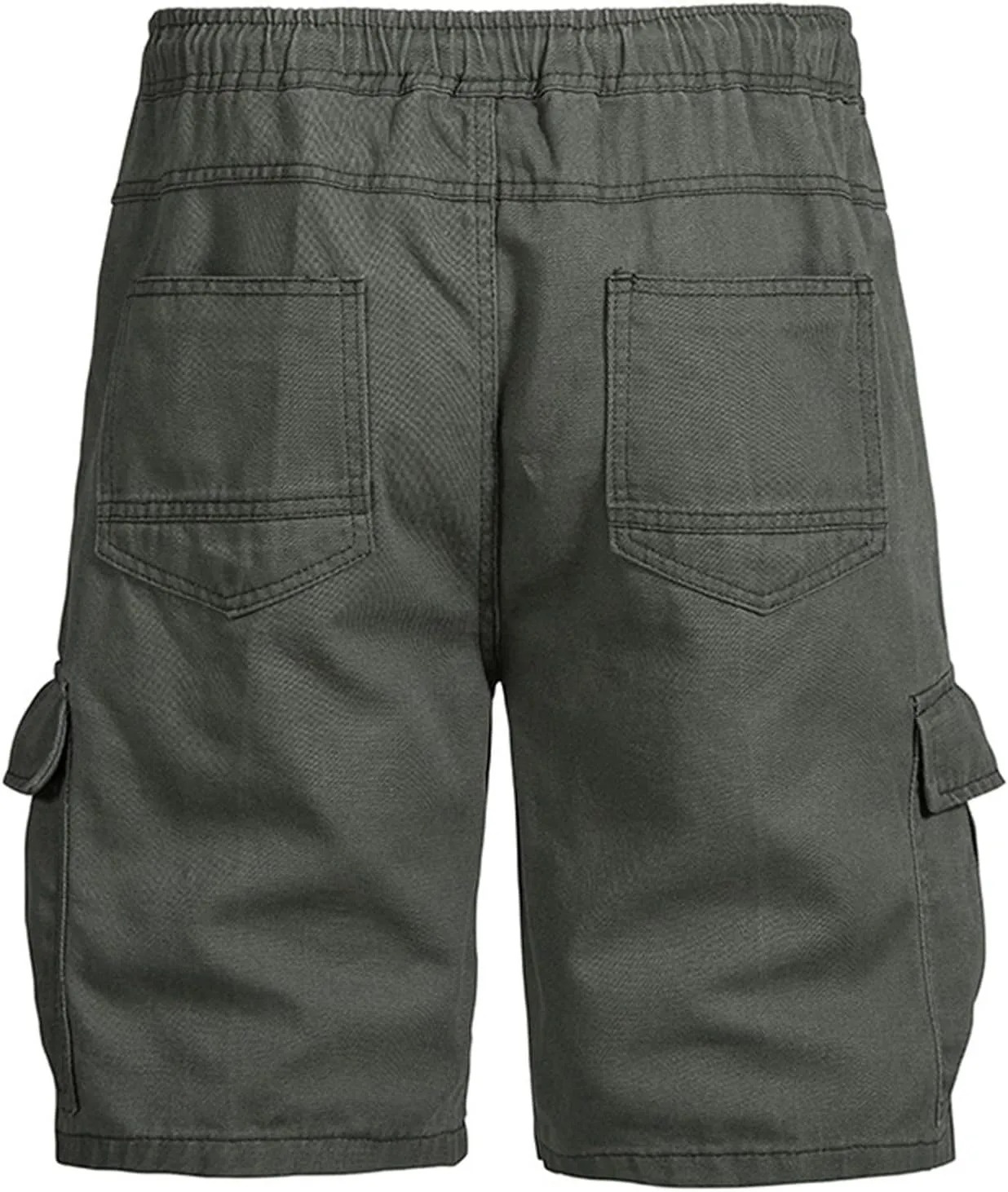 Muscularfit Mens Workout Shorts Regular Fit Drawstring Elastic Waist Tooling Shorts Cotton Multi Pockets Solid Cargo Shorts
