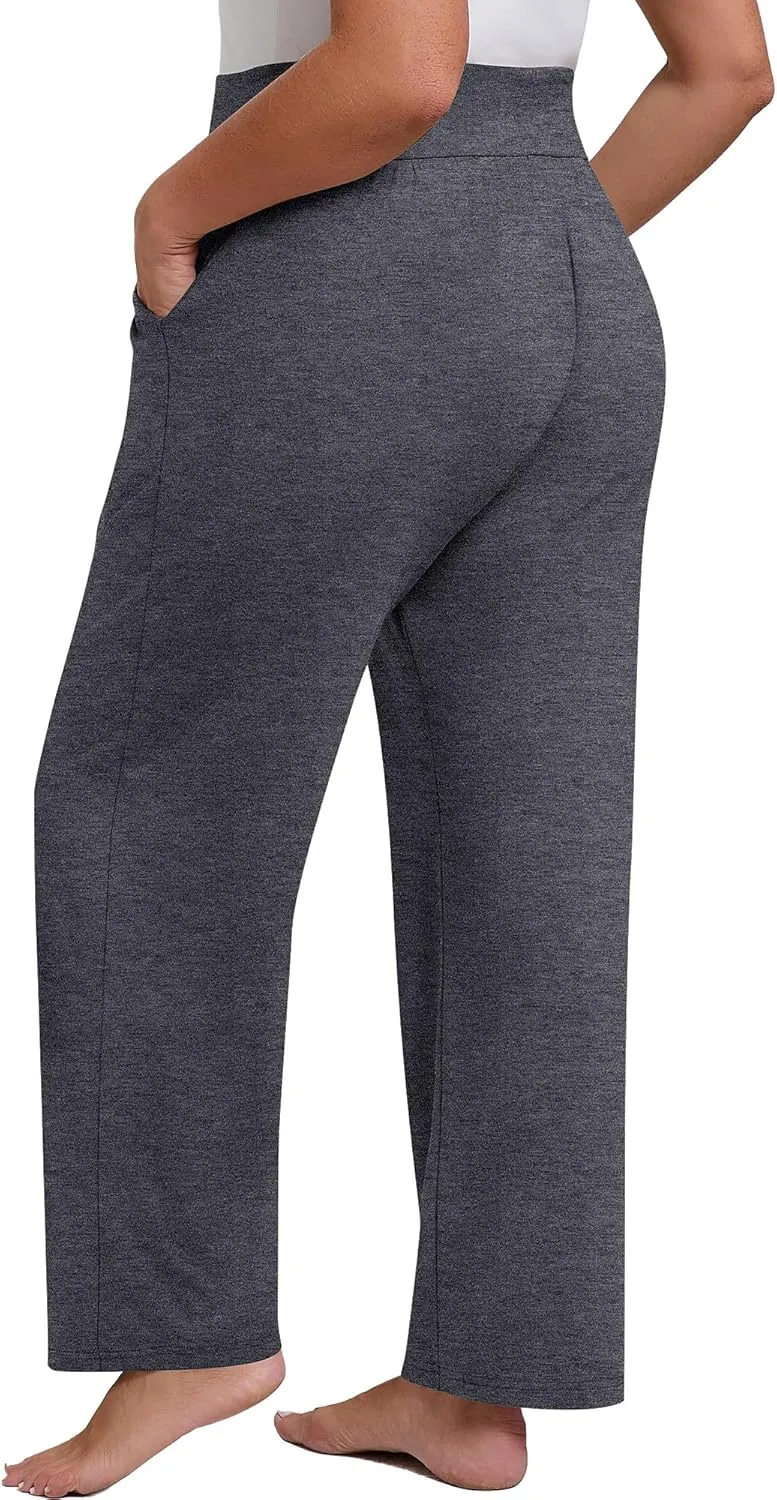 Neer 3 Pack Women's Plus Size Lounge Pants, Wide Leg Yoga Pants Baggy Drawstring Sweatpants with Pockets Casual Loose Jogger