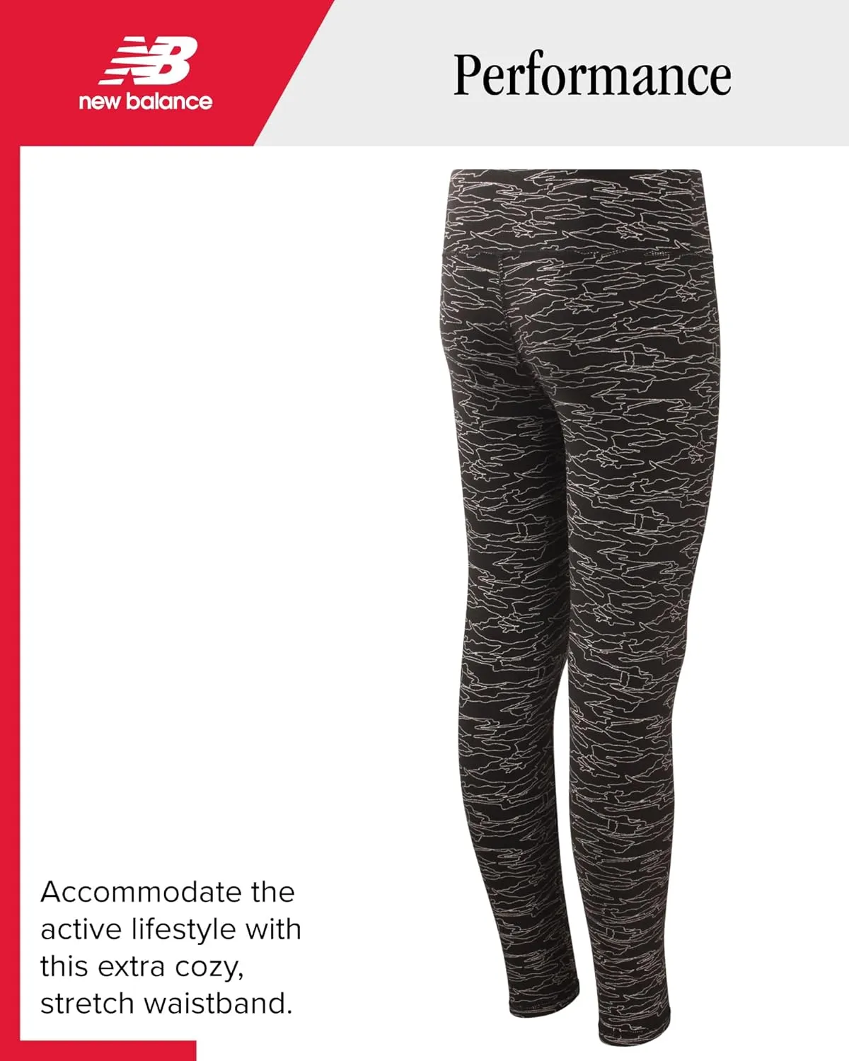 New Balance Girls' Active Leggings - 2 Pack Full Length Performance Yoga Pants (7-16)