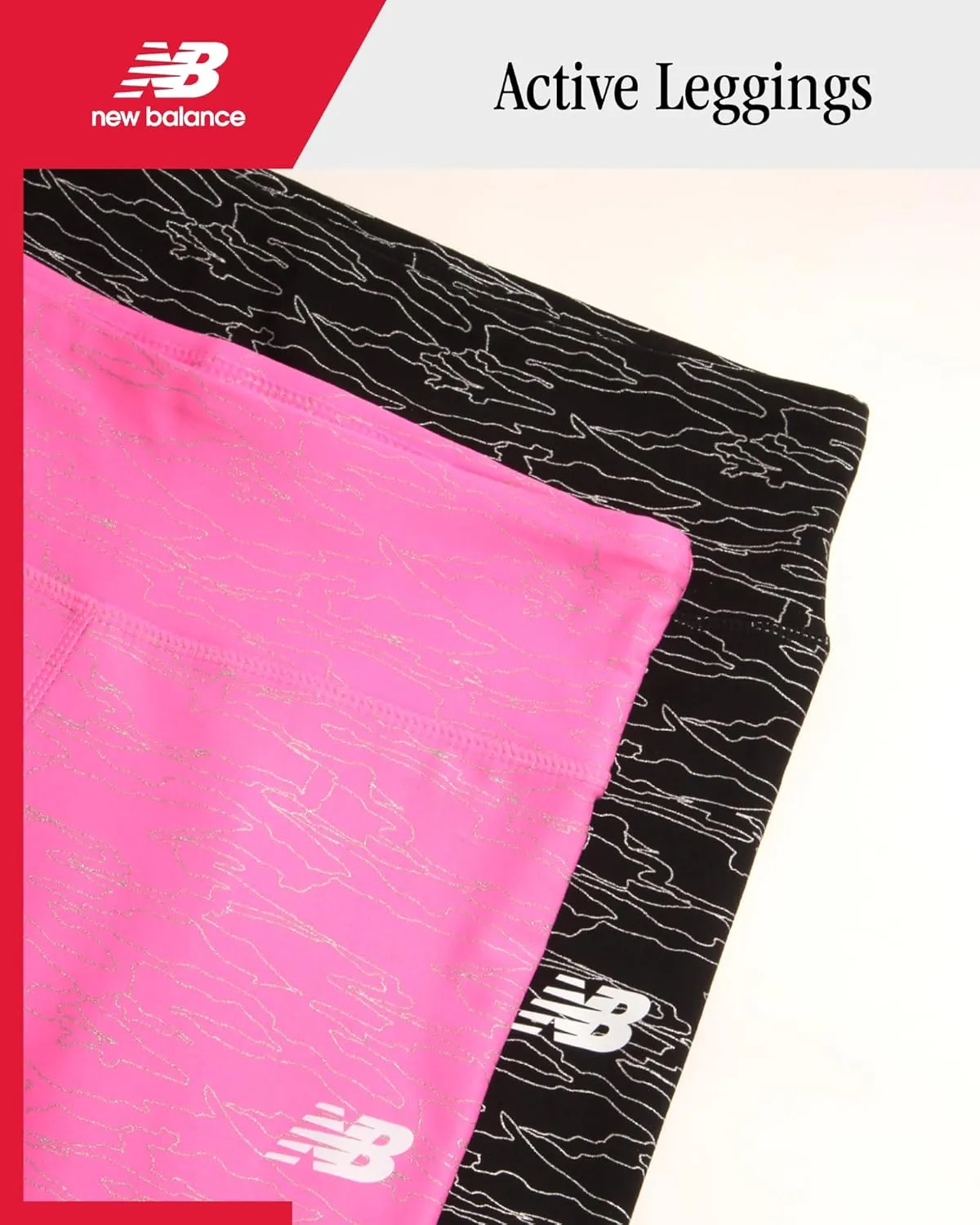 New Balance Girls' Active Leggings - 2 Pack Full Length Performance Yoga Pants (7-16)