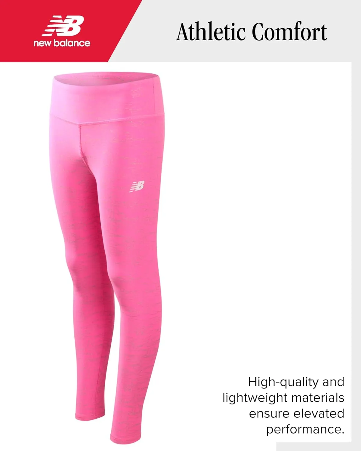 New Balance Girls' Active Leggings - 2 Pack Full Length Performance Yoga Pants (7-16)
