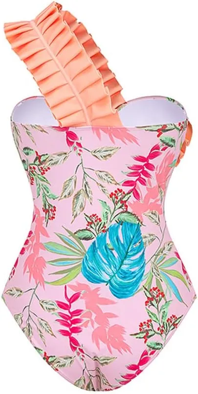 OBEEII Womens One Piece Swimsuit with Cover up Skirt Set Retro Floral Tummy Control Bikini Matching Bathing Suit Beachwear
